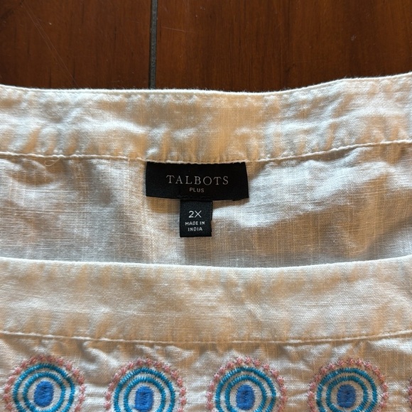Talbots Plus Woman’s Linen Blend Embroidered Women's Top - Picture 3 of 10